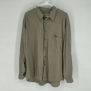 FENN WRIGHT & MANSON Shirt Men's XL Taupe Silk Collared Button Down Long Sleeve